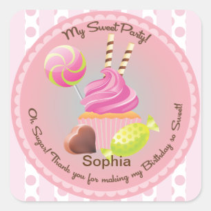 Candy Buffet Girl's Party Favour Birthday Sticker