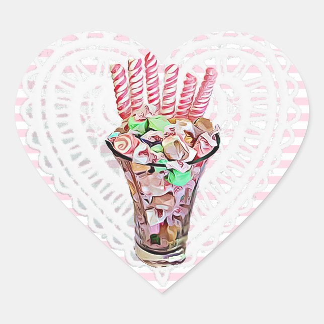 Candy Buffet Pink Bow Whimsical Stickers (Front)