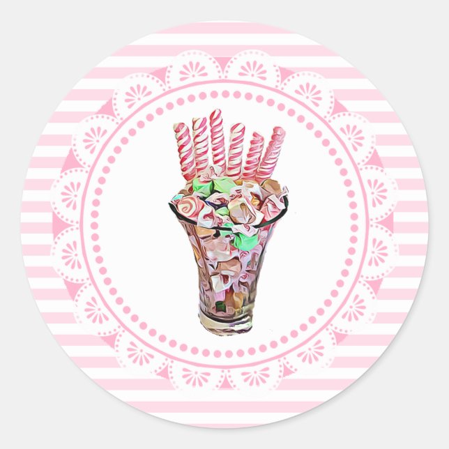 Candy Buffet Pink Whimsical Stickers (Front)