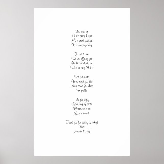 Candy buffet poem poster (Front)