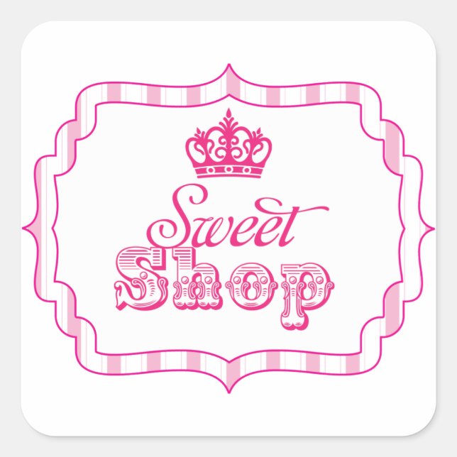 Candy Buffet Princess Party Favour Birthday Sticke Square Sticker (Front)