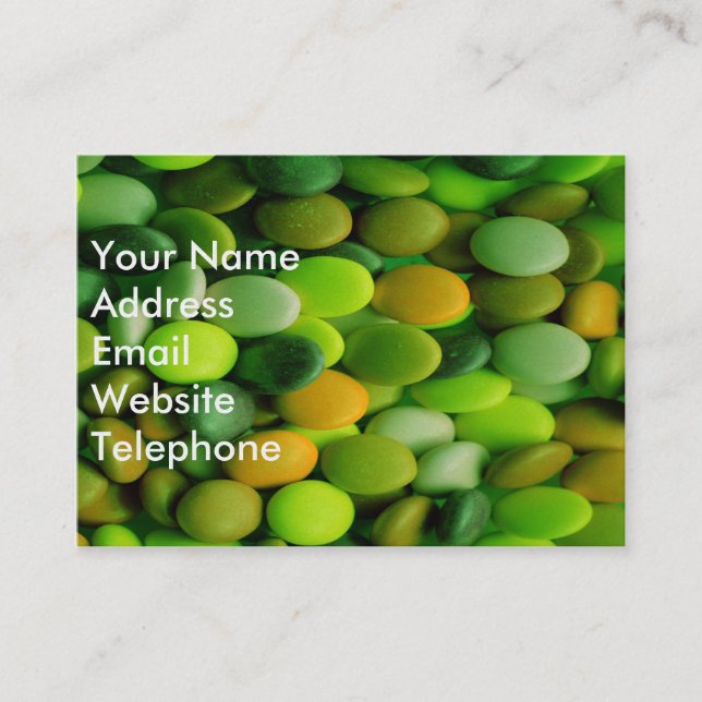 Candy Buttons green Business Card (Front)
