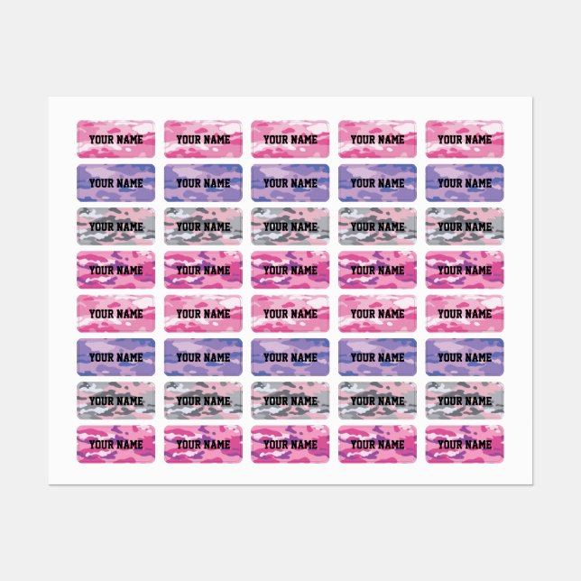 Candy Camo Rectangle Clothing Labels (Sheet)