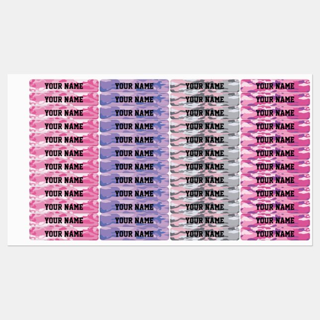 Candy Camo Skinny Adhesive Waterproof Labels (Sheet)