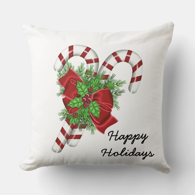 Candy Cane 20”x 20” Christmas Throw Pillow  (Front)