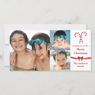 Candy Cane 3 Photos Christmas - Photo Card