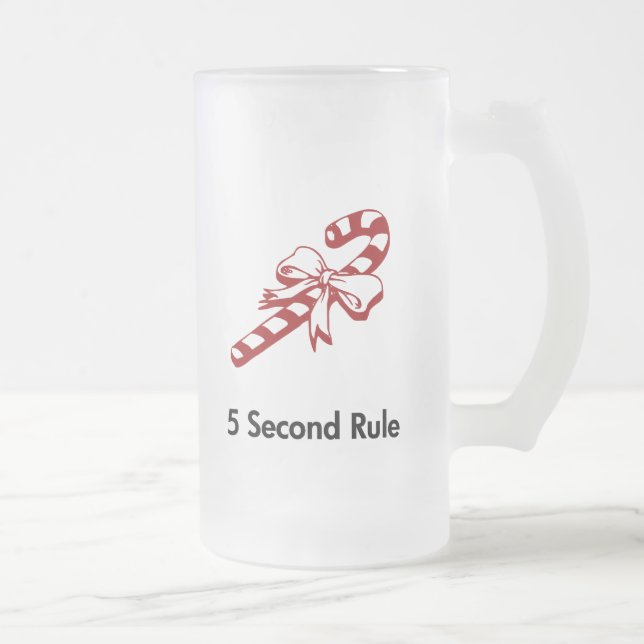 Candy Cane 5 Second Rule Frosted Glass Beer Mug (Right)