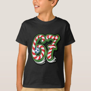 Candy Cane 67 Soccer Ball Christmas Funny Sports T-Shirt