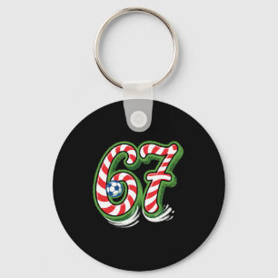 Candy Cane 67 Soccer Ll Christmas Funny Sports Key Ring