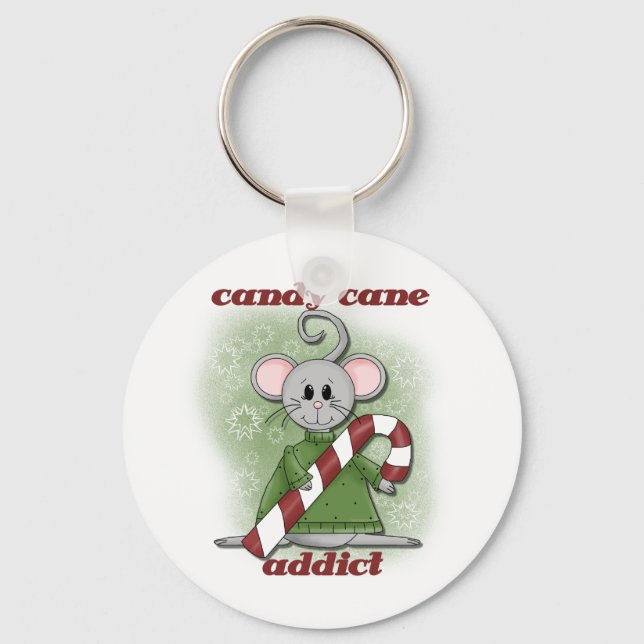 Candy Cane Addict Tshirts and Gifts Key Ring (Front)