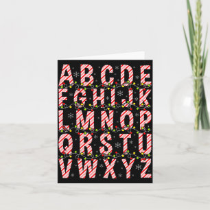 Candy Cane Alphabet Christmas Lights Teacher Schoo Card