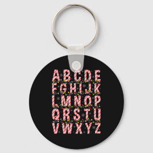 Candy Cane Alphabet Christmas Lights Teacher Schoo Key Ring