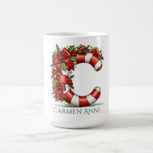 Candy Cane Alphabet Letter C 15 oz Christmas