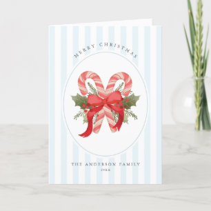 Candy cane and bow Folded Holiday Card