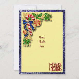 Candy Cane and Holly Christmas Card