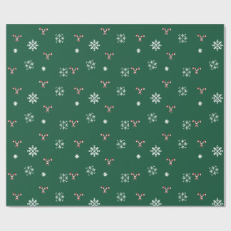 Candy Cane and Snowflakes Wrapping Paper