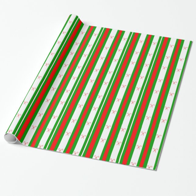Candy Cane and Stripes Gift Wrap (Unrolled)