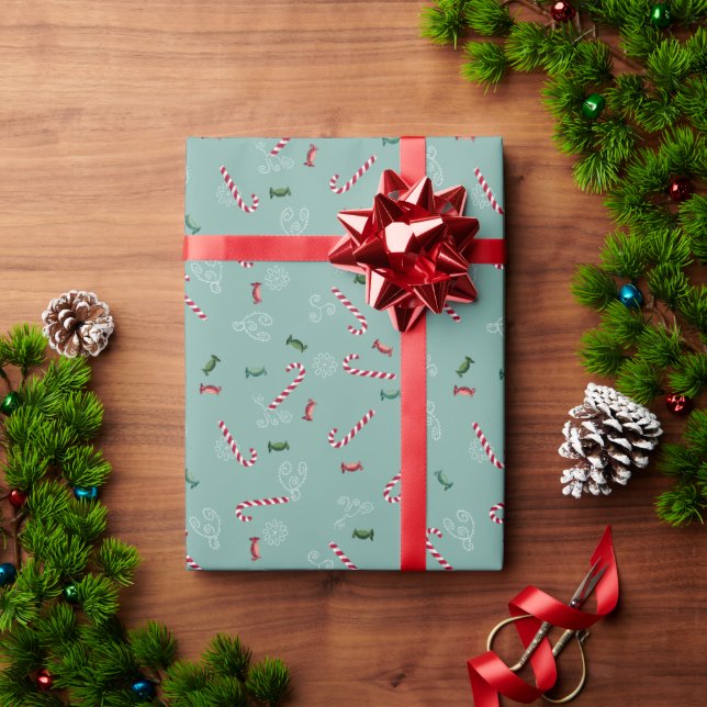 Candy cane and sweets wrapping paper (Holiday Gift)