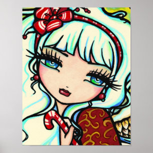 Candy Cane Angel Art by Hannah Lynn Poster