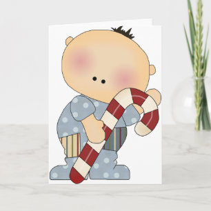 candy cane baby boy 2 holiday card