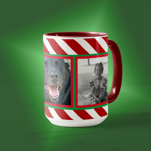 Candy Cane Basics Red/White 3-Photo  Mug