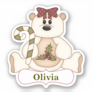 Candy Cane Bear Christmas Contour