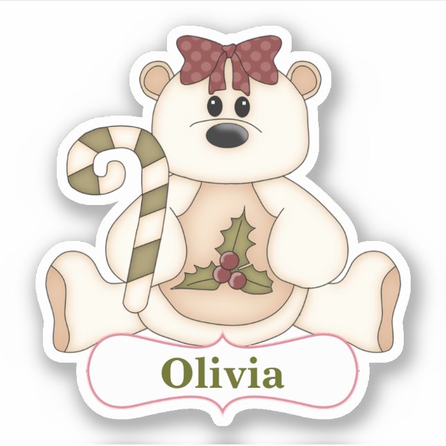 Candy Cane Bear Christmas Contour (Front)