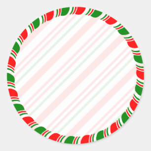 Candy Cane Border Christmas Blank Custom  Classic Round Sticker