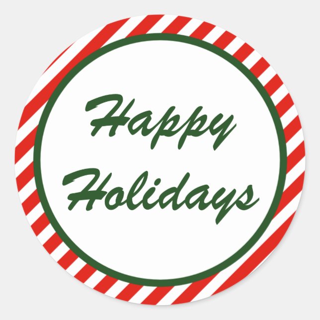 Candy Cane Border Christmas Holiday Stickers (Front)