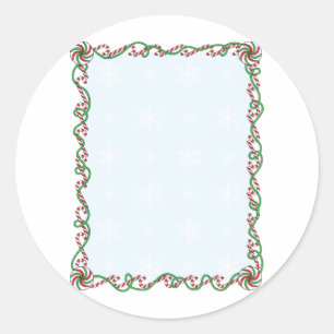 Candy Cane Border Classic Round Sticker