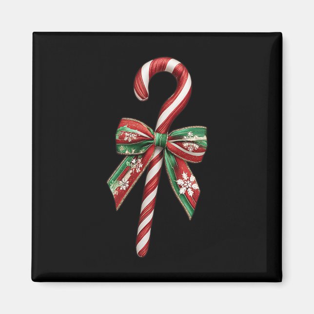 Candy Cane Bow Christmas Peppermint Christmas Cand Magnet (Front)