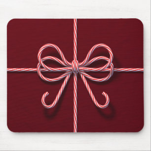 Candy Cane Bow Mouse Pad