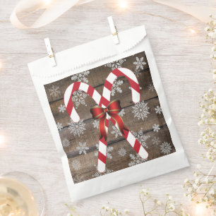 Candy Cane Bow Snowflakes Favour Bags