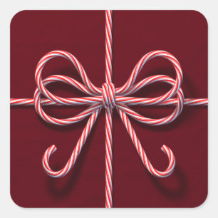 Candy Cane Bow Sticker