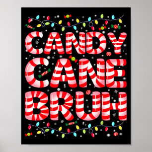Candy Cane Bruh Tree Light Pjs Christmas Xmas Men Poster