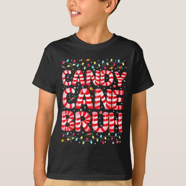 Candy Cane Bruh Tree Light Pjs Christmas Xmas Men  T-Shirt (Front)
