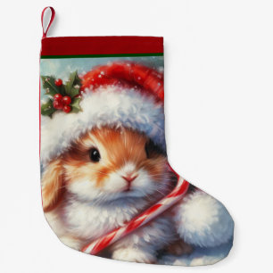 Candy Cane Bunny Rabbit Christmas Small Christmas Stocking