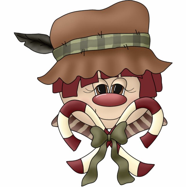 Candy Cane Character Ornament Photo Sculpture Decoration (Front)