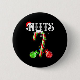 Candy Cane Chest Nuts Couples Funny Chestnuts Xmas 6 Cm Round Badge