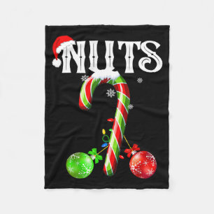 Candy Cane Chest Nuts Couples Funny Chestnuts Xmas Fleece Blanket