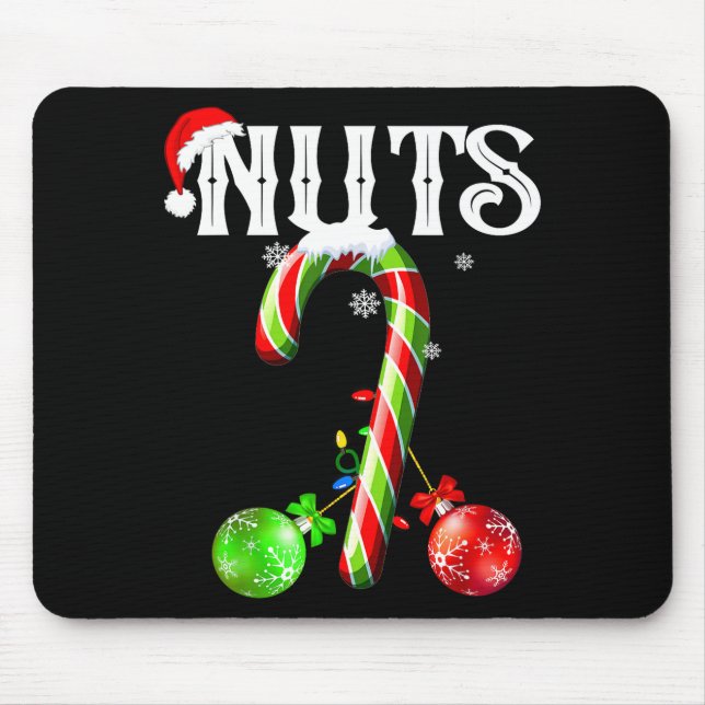 Candy Cane Chest Nuts Couples Funny Chestnuts Xmas Mouse Mat (Front)
