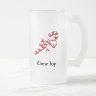 Candy Cane Chew Toy Frosted Glass Beer Mug
