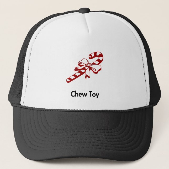 Candy Cane Chew Toy Trucker Hat (Front)