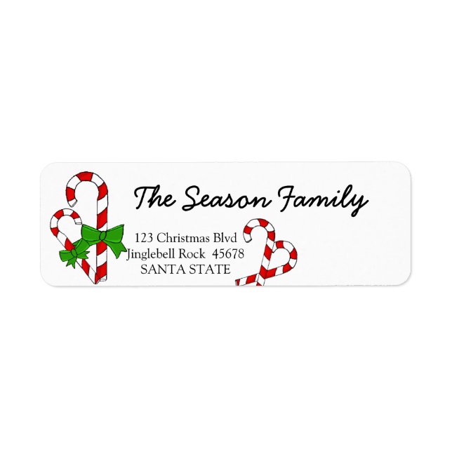 Candy Cane Christmas address label (Front)
