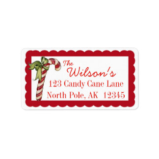 Candy Cane Christmas Address Labels Personalise