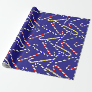 Candy Cane Christmas Blue Wrapping Paper