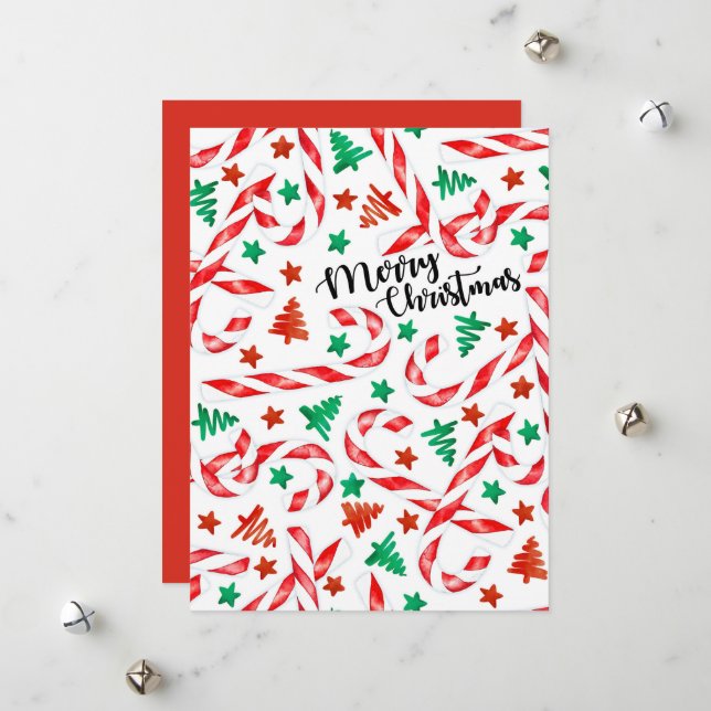 Candy Cane Christmas Card (Front/Back In Situ)