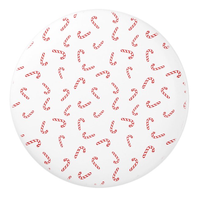 Candy Cane Christmas Ceramic Knob (Front)