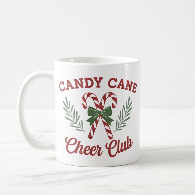 Candy Cane Christmas Cheer Club Coquette Matching  Coffee Mug (Left)