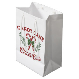 Candy Cane Christmas Cheer Club Coquette Matching  Medium Gift Bag